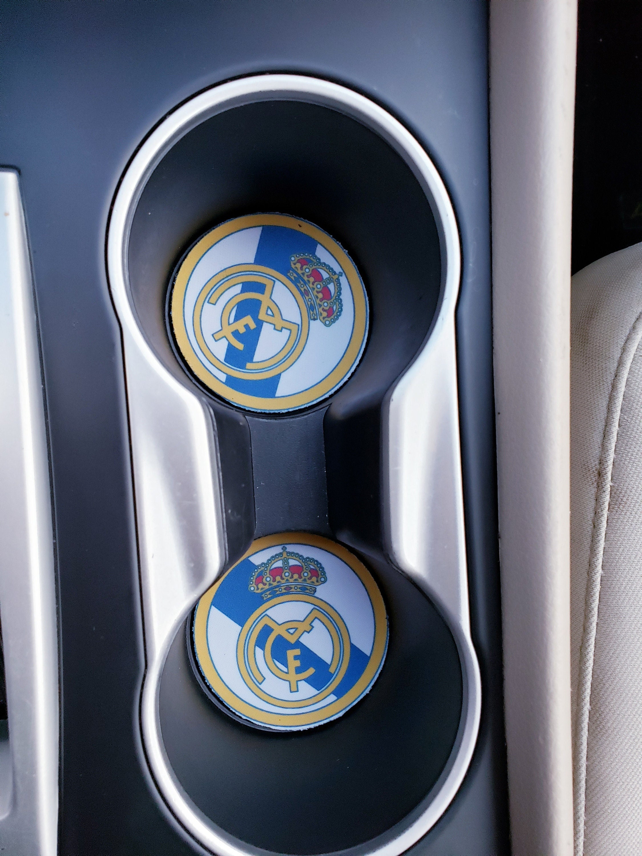 Real Madrid, Car Accessories, Car Decor, Car Coasters,Coaster, auto decor,  gift for him, cup holder coaster, personalized coaster