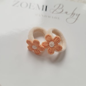 Mini élastiques bébé lot de 2 élastiques fleuris Pâques Orange