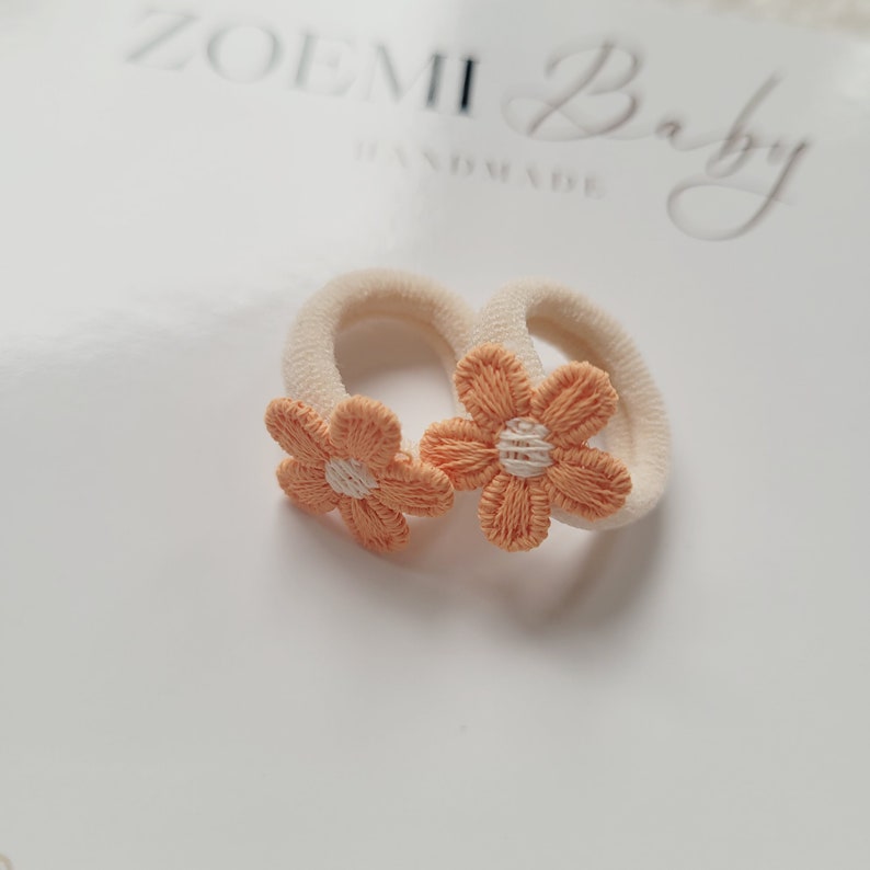 Mini gomas elásticas para bebé set de 2 gomas elásticas florales Pascua de Resurrección Orange