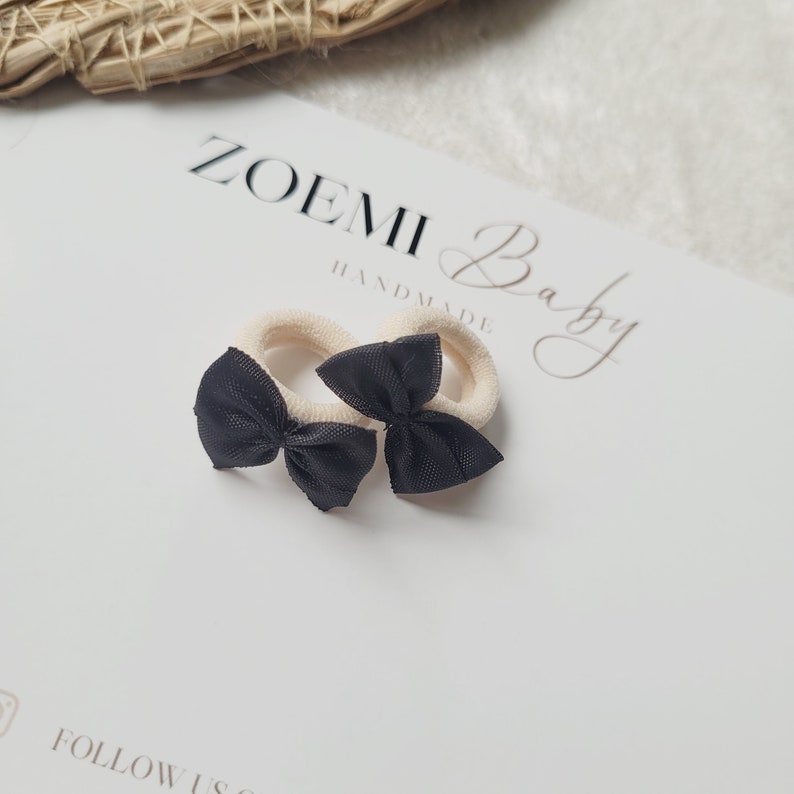 Mini baby elastic bands set of 2 bows elastic bands wedding festive Black