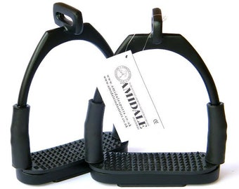 Amidale Offset Eye Flexi Safety Stirrups Horse Riding 4.75 Inches BNWT Black