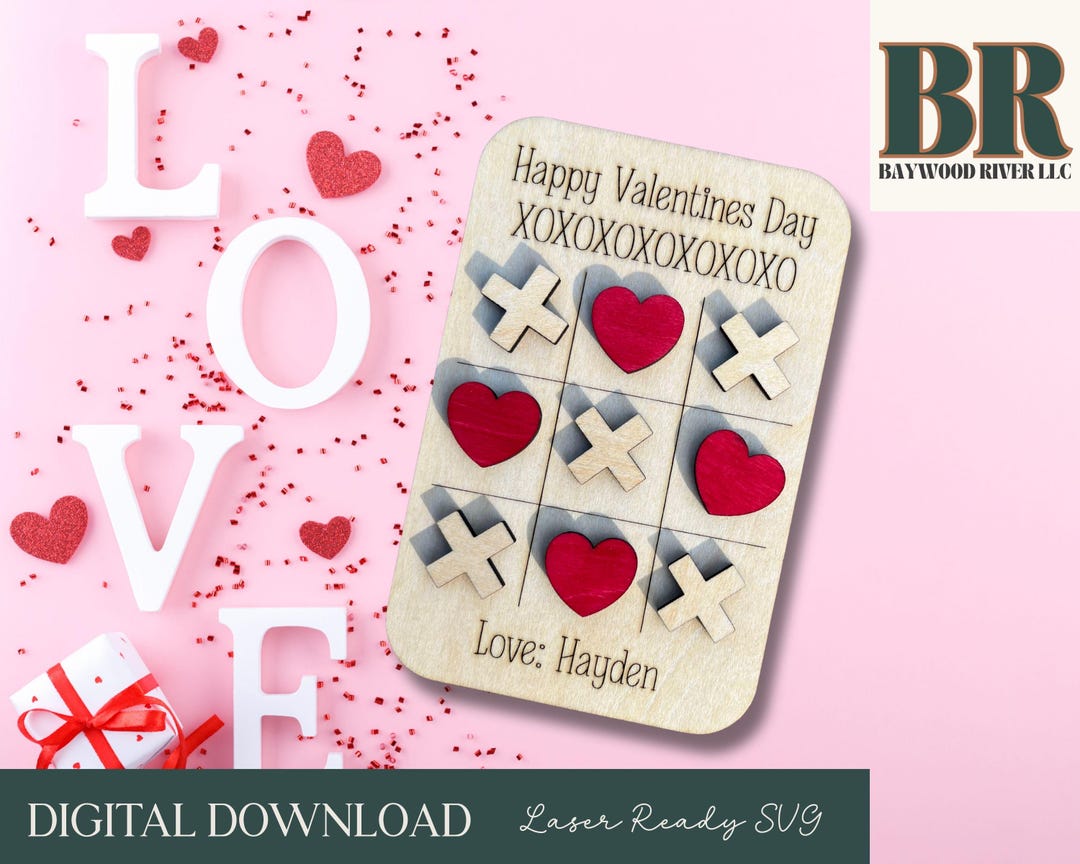 Valentine Tic Tac Toe SVG File – Personalized Laser Cut Design - Etsy