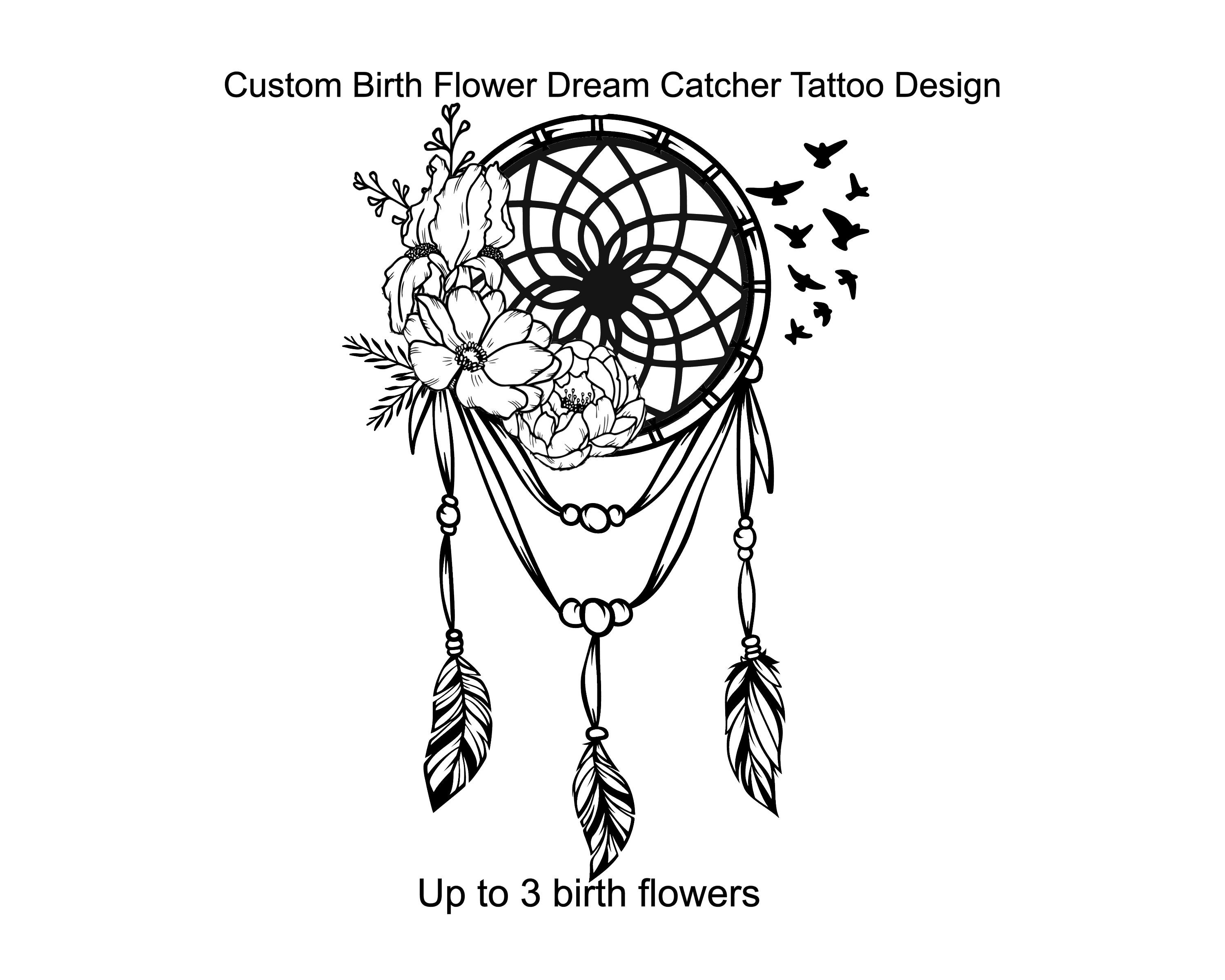 Dreamcatcher Tattoo Designs With Flowers