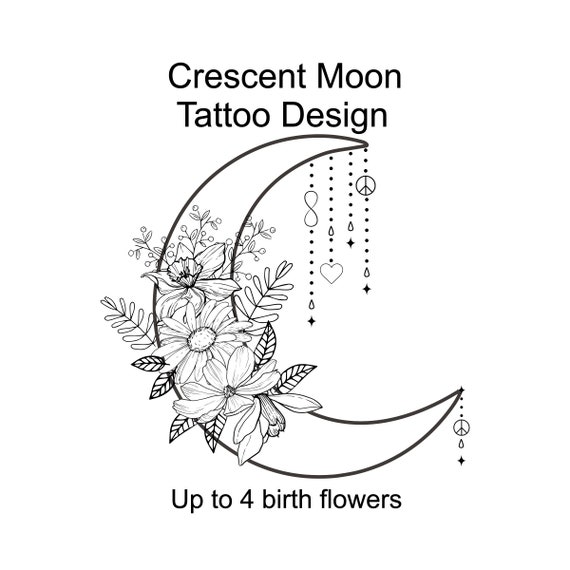 Crescent Moon Tattoo Design - Etsy