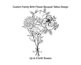 Custom Heart Birth Flower Tattoo Design Color Birth Flower - Etsy
