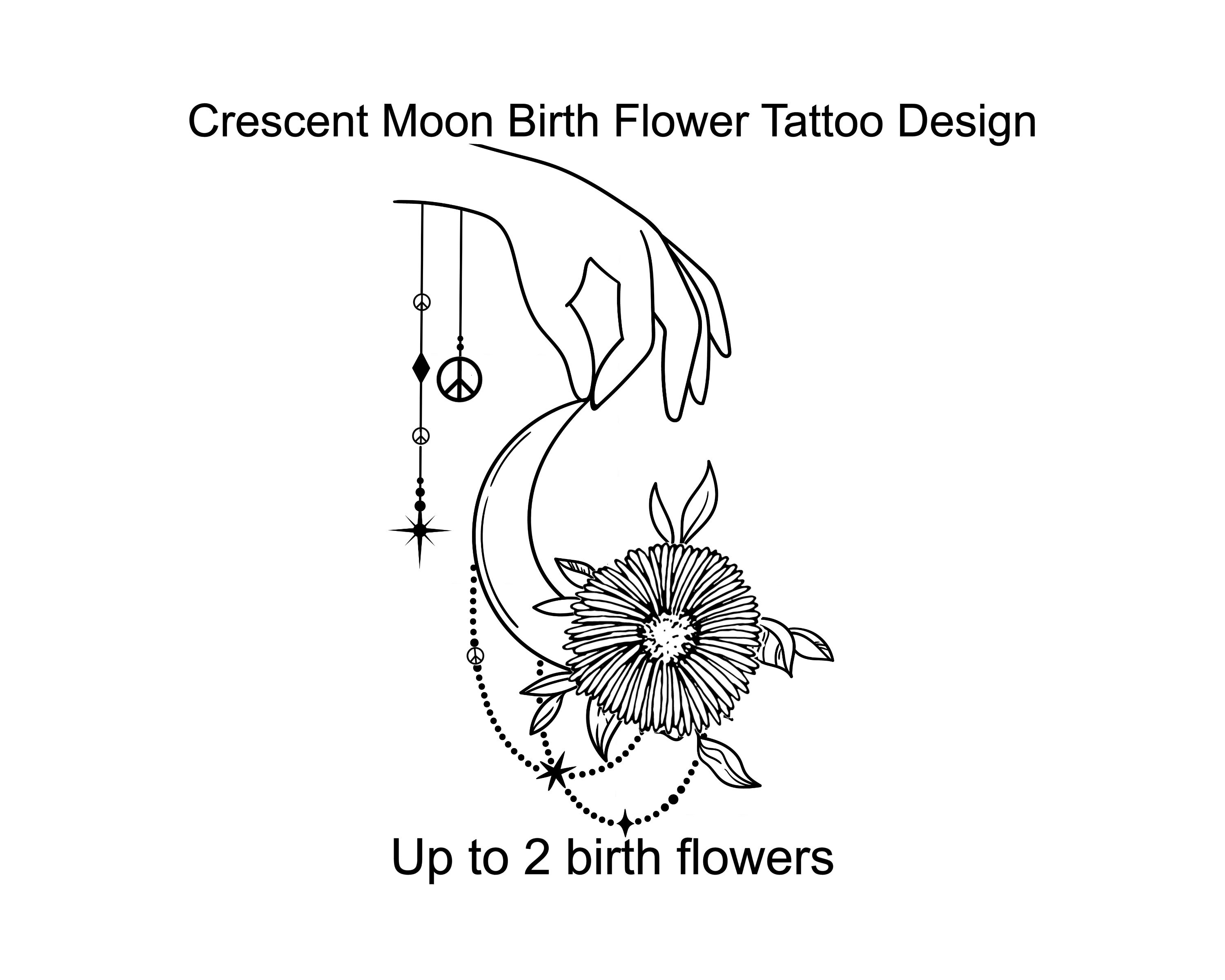 Custom Crescent Moon/hand Tattoo Design - Etsy Israel