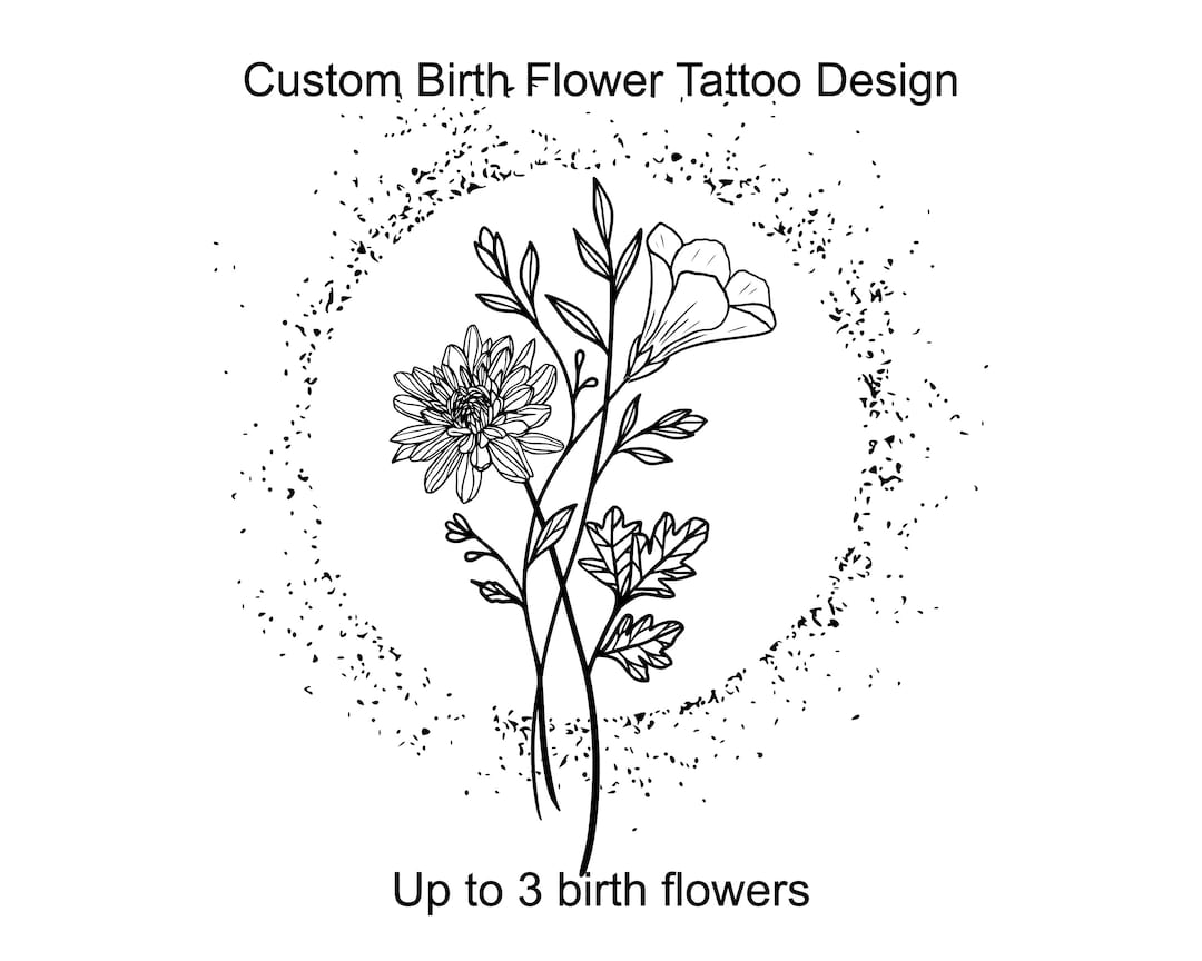 Custom Birth Flower Bouquet Tattoo Design - Etsy