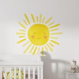 Adesivo da parete Sunhine, Adesivi rimovibili, Decorazione da parete, Decorazione per cameretta bambini, Adesivo Sole, Decorazione Sole sorridente, Sole giallo, Sole A66