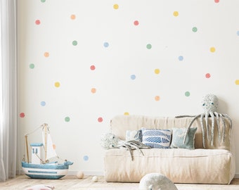 Watercolor Dots Stickers, Removable stickers, Room decoration, Watercolor circles, Kids room decor, Irregular dots, Polka dots  A2