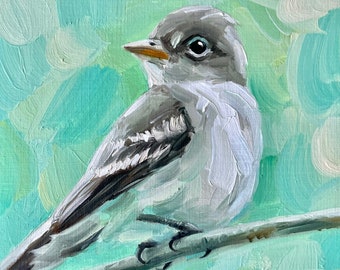 Vogel Original Ölmalerei, Kleines Kunstwerk