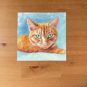 Rote Katze Original Pastell Malerei, Katzenportrait Kleines Kunstwerk Bild 4