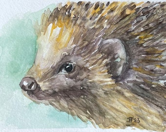 Igel Original Wasserfarben Malerei, Aquarell Kleines Kunstwerk