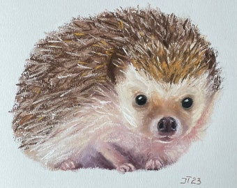 Igel Original Pastell Malerei, Tierportrait Kleines Kunstwerk