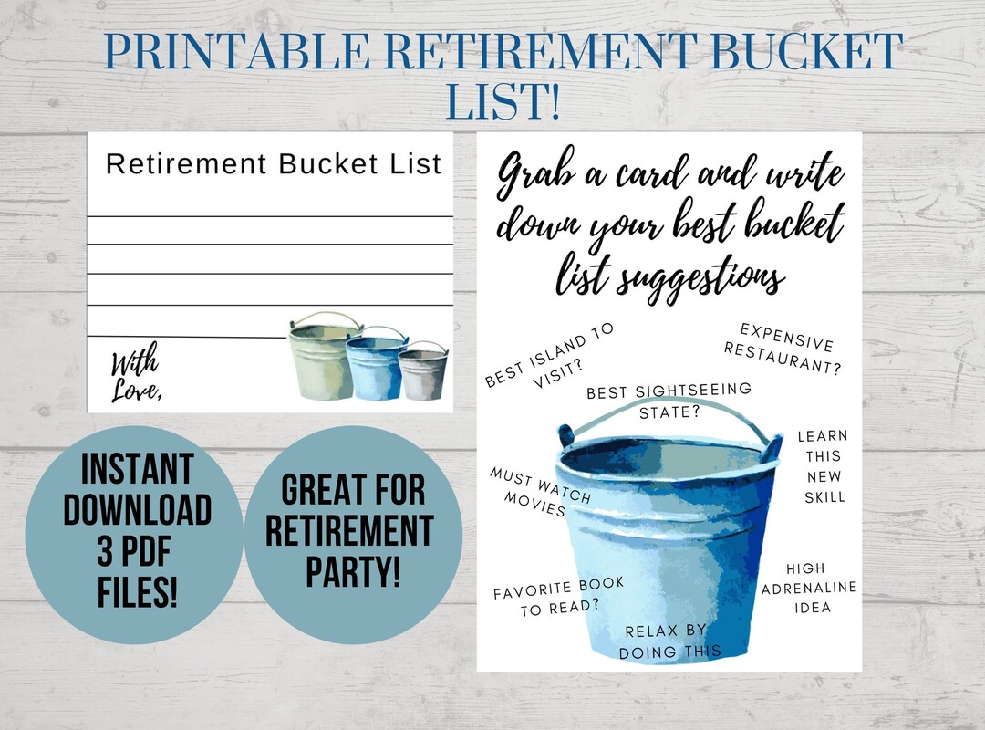 Retirement Bucket List Advice Printable Retirement Party Etsy