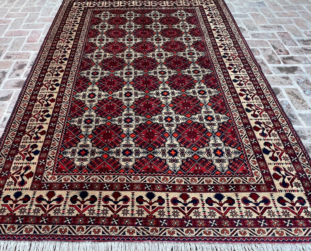 6x9 Afghan Yousufi Design Area Rug, Hand Knotted Rug,natural WOOL Rug ...