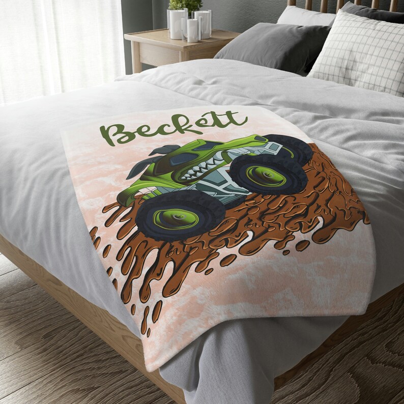 Monster Truck Plush Blanket Monster Trucks Monster Trucks Etsy