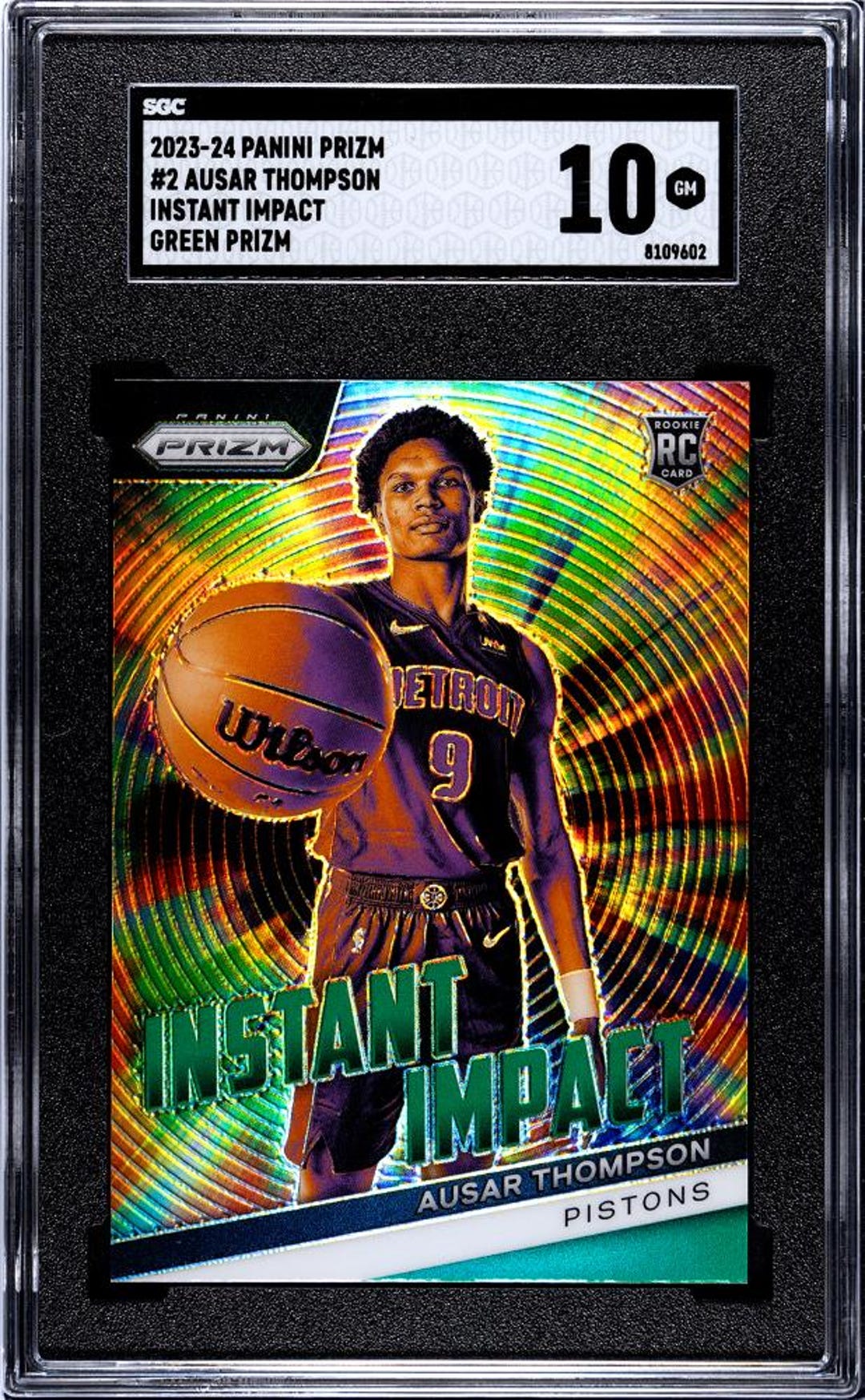 Ausar Thompson 2023-24 NBA Panini Prizm #2 Instant Impact Green