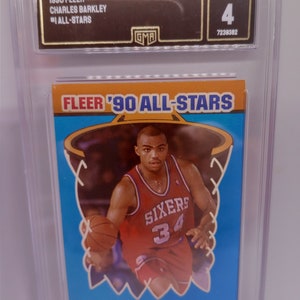 Charles Barkley 1990 Fleer #1 All-Stars NBA Sticker - GMA 4 Vg-Ex Graded Card