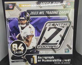 Panini Zenith 2023 NFL Football Mega Box Exclusive - Nuevo sellado de fábrica - 1 autógrafo garantizado y 10 tarjetas de novato