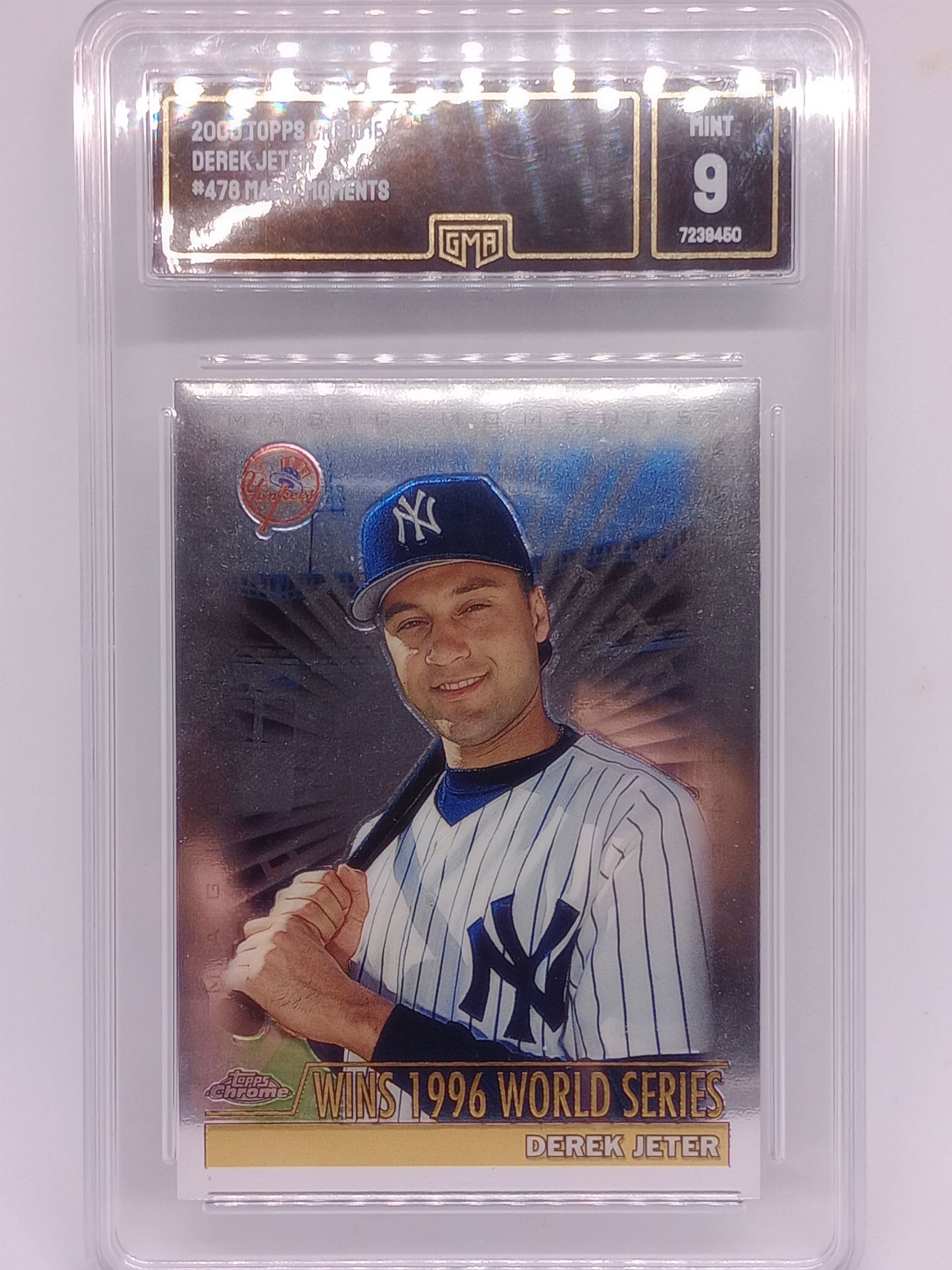 Derek Jeter 2000 MLB Topps Chrome #478 Magic Moments Insert Card - GMA 9 Mint Graded
