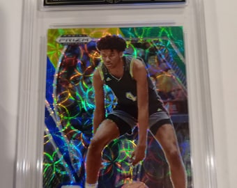 Jalen Green 2021 NBA Panini Prizm Draft Picks #4 Choice Blue Yellow Green Prizm Rookie Card - GMA 10 Gem Mint Graded