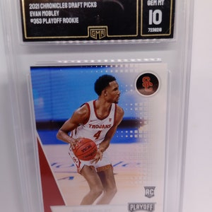 Evan Mobley, escolhas do Draft de 2021 da Panini Chronicles, cartão de calouro dos playoffs nº 353 - cartão da NBA com classificação GMA 10 Gem Mint