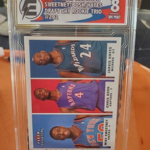 Chris Bosh 2003 NBA Fleer Traditions Sweetney/Bosh/Hayes Draft Day Rookie Trio Rookie Card ECG 8 Near Mint Graded