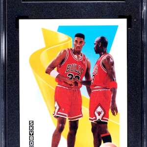 Michael Jordan & Scottie Pippen 1991-92 Skybox NBA #462 &quot;Teamwork&quot; Insert Card - SGC 10 Gem Mint Graded