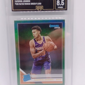 Cameron Johnson 2019 Panini Donruss #210 Rated Rookie Green Flood GMA 8.5 Mint Graded NBA Card