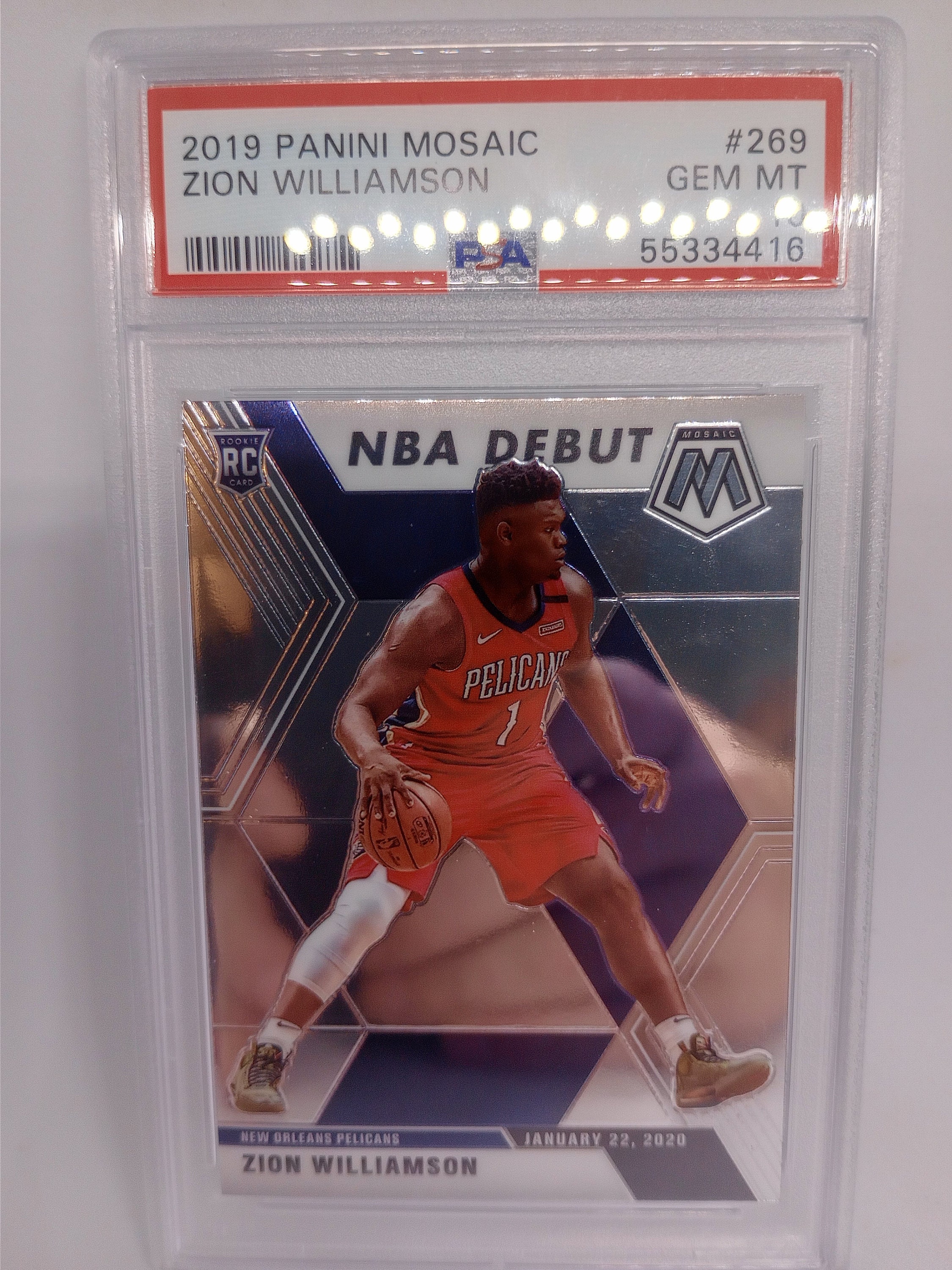 Zion Williamson 2019 Panini Mosaic #269 NBA Debut Rookie Card PSA
