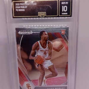 Evan Mobley, escolha do Draft Panini Prizm de 2021, cartão de calouro nº 2 - Cartão da NBA com classificação GMA 10 Gem Mint