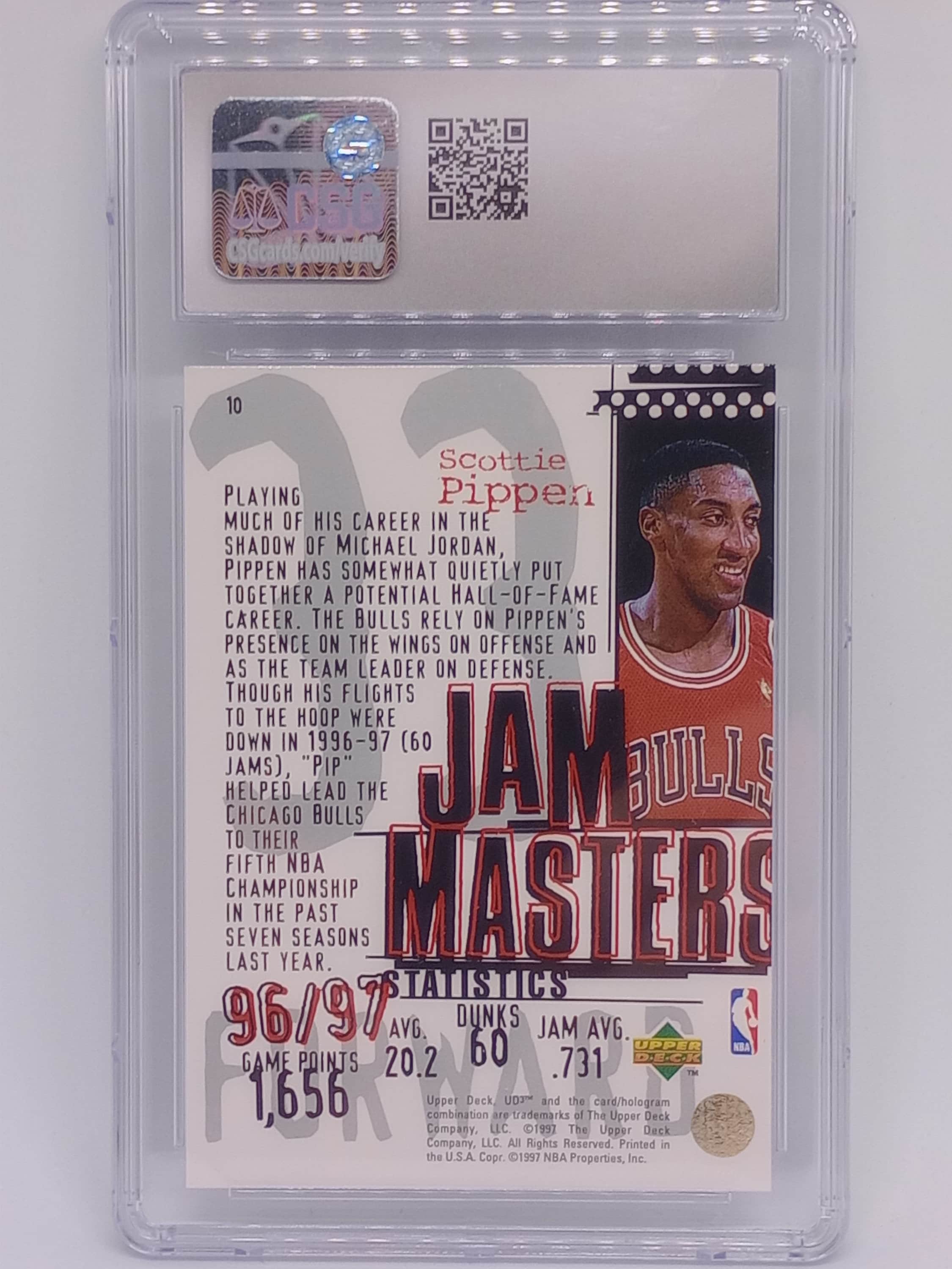 PSA 8 U.D GAME JERSEY SCOTTIE PIPPEN（Michael Jordan Rare Signed 