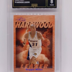 Reggie Miller 1997 Flair #11 Hardwood Leaders Insert GMA 8 Mint Graded NBA Card