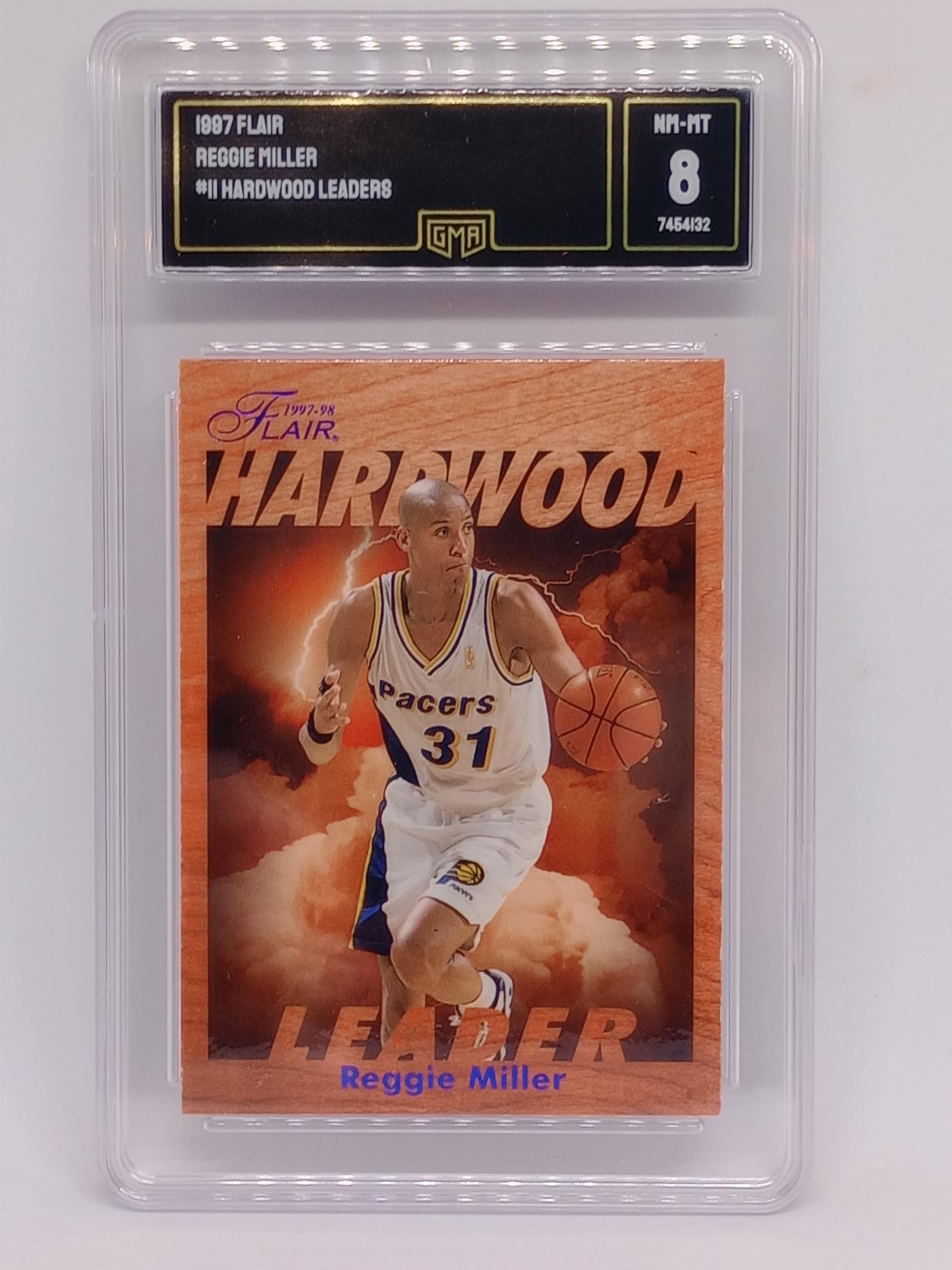 Reggie Miller 1997 Flair #11 Hardwood Leaders Insert GMA 8 Mint