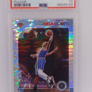 Tarjeta de novato Pulsar Prizm PSA 10 Gem Mint de RJ Barrett 2019 Panini NBA Hoops Premium Stock #201