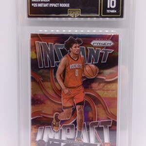 Tarjeta de novato de impacto instantáneo Prizm #25 de Jalen Green 2021, tarjeta de la NBA con calificación GMA 10 Gem Mint