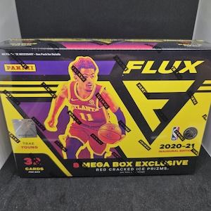 Méga boîte de basket-ball Panini Flux 2020-21 NBA Exclusive - Neuve scellée en usine - 8 prix Red Cracked Ice