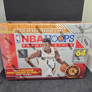 Panini NBA Hoops Premium Stock 2019-20 Mega Box Edición exclusiva en rojo - Sellado de fábrica - 8 Prizms de hielo agrietado verde