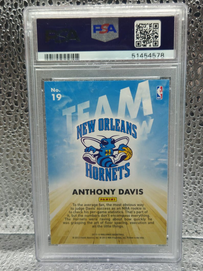 Anthony Davis 2012 Panini Brilliance #19 NBA Basketball "Team Tomorrow" Insert Rookie Card - PSA 10 Gem Mint Graded image 3