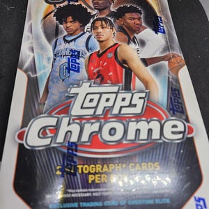 Boîte pour passe-temps de basket-ball Topps OTE Overtime Elite 2023-24 chromée - Neuve scellée - 2 autographes garantis