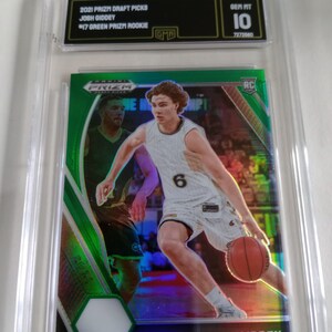 Josh Giddey 2021-22 NBA Panini Prizm Draft Picks #17 Green Prizm Rookie Card GMA 10 Gem Mint Graded