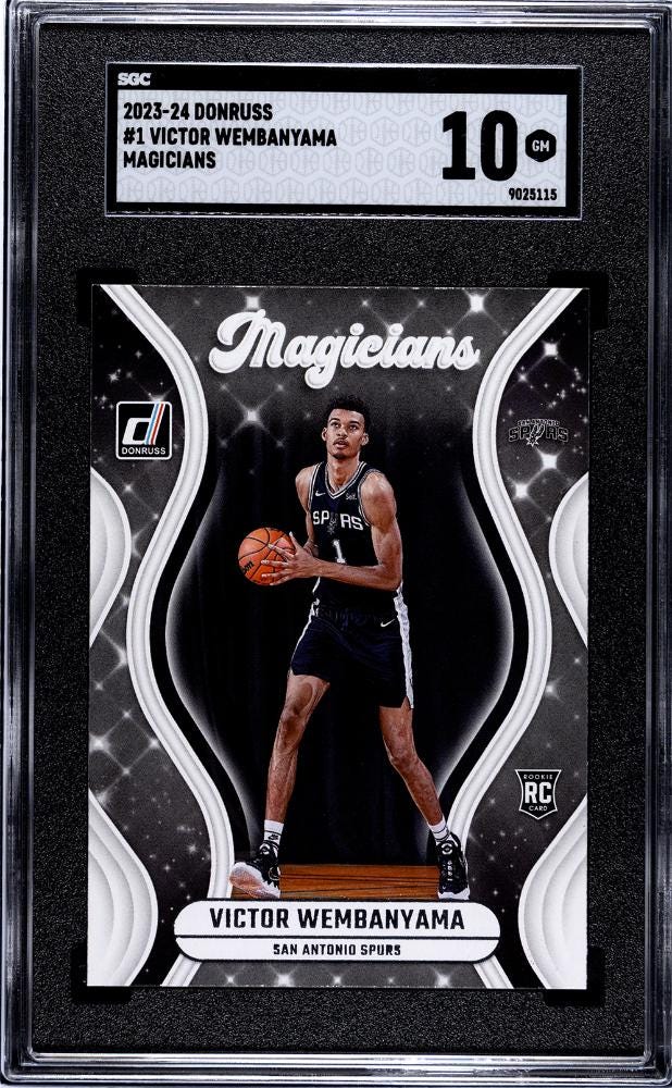 Victor Wembanyama 2023-24 NBA Panini Donruss #10 Magicians Insert Rookie Card SGC 10 Gem Mint Graded