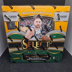 Panini Select Mega Box 2023-24 Exclusiva NBA - Sellada de fábrica - Prizms Cracked Ice en azul y rosa