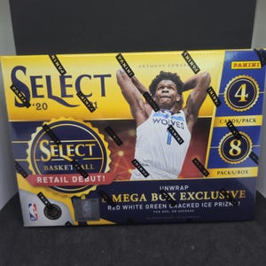 Mega Box de basket-ball Panini Select NBA 2020-21 Exclusivité vente au détail - Neuve scellée - 8 prix rouges, blancs et verts