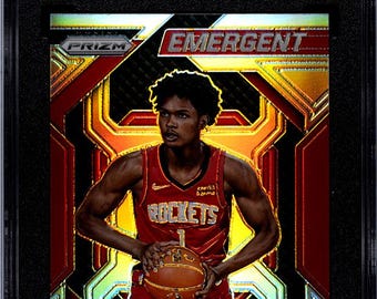 Amen Thompson 2023-24 NBA Panini Prizm #16 Emergent Insert Silver Prizm Rookie Card - SGC 9 Mint Graded