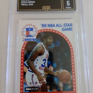Earvin Magic Johnson 1989 NBA Hoops #166 All-Star Insert Card - GMA 5 EX Graded