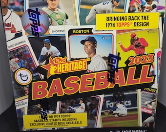 2023 Topps Heritage MLB Baseball Mega Box - New Factory Sealed - 15 Packs + 3 Blue Chrome Parallel Cards