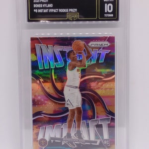 Tarjeta de la NBA con calificación GMA 10 Gem Mint de Bones Hyland 2021 Panini Prizm #6 Instant Impact Rookie Prizm