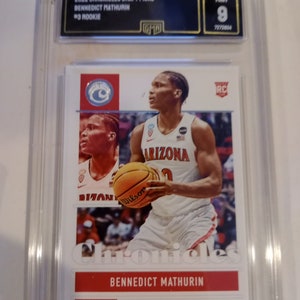 Escolhas do Draft da NBA Panini Chronicles de Benedict Mathurin 2022-23 - Cartão de Calouro nº 3 - Classificação GMA 9 Mint