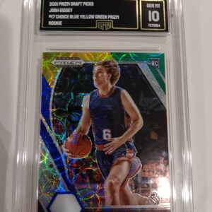 Josh Giddey 2021-22 NBA Panini Prizm Draft Picks #17 Choice Blue Yellow Green Prizm Rookie Card - GMA 10 Gem Mint Graded